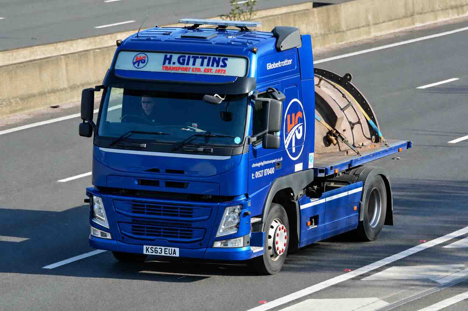 One of our lorries loaded and running on the motorway